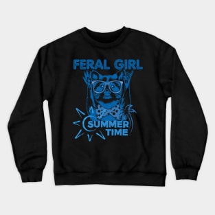 Raccoon Feral Girl Summer Crewneck Sweatshirt